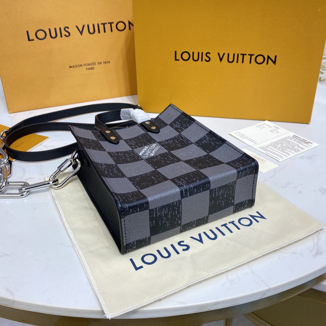 Louis Vuitton SAC PLAT PM Handbag Cowhide Leather N60479 Graphite